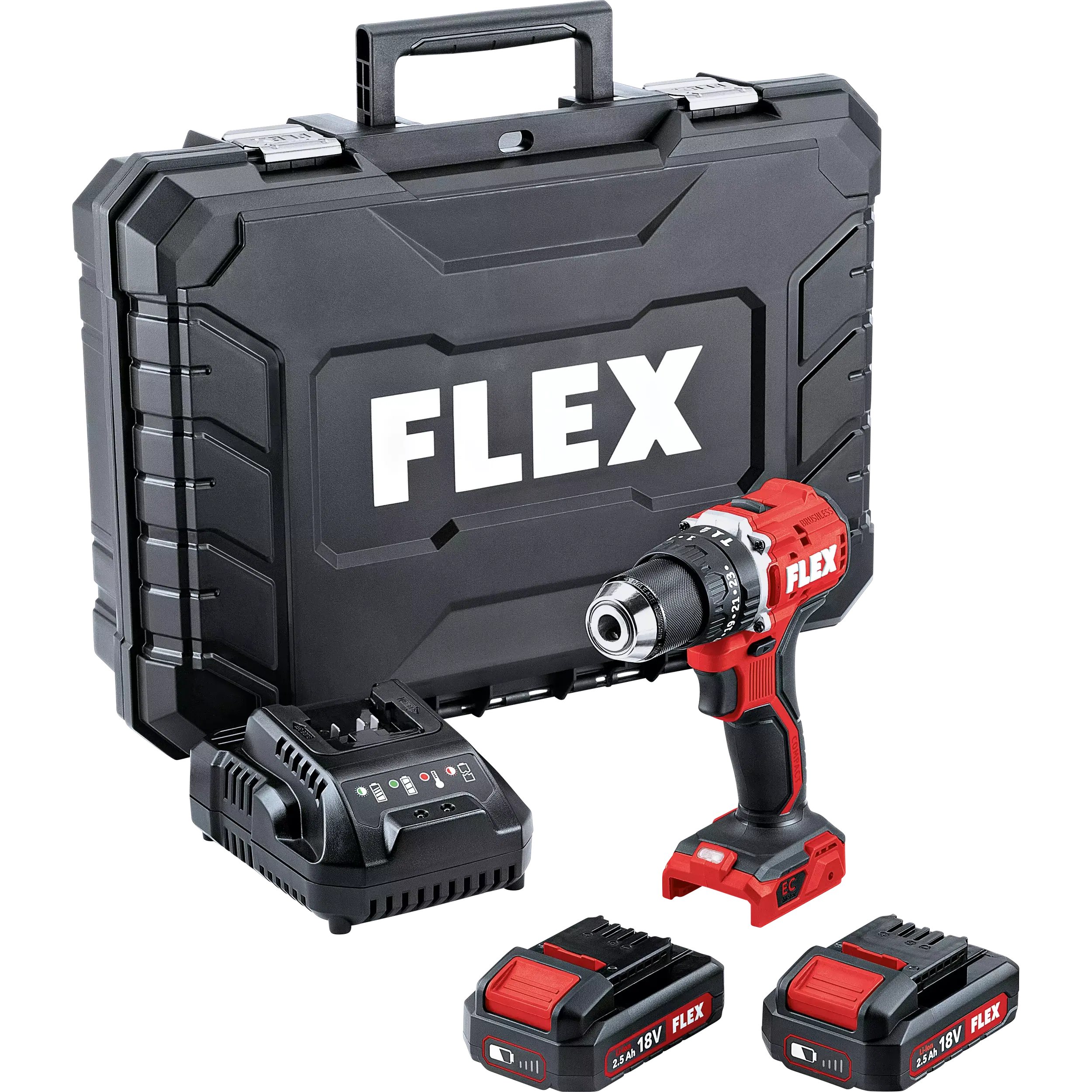 Flex PD 2G 18.0-EC LD/2.5 Ah Set akkus ütvefúró-csavarozó (2 x 2.5 Ah Li-ion akkuval, kofferben) termék fő termékképe