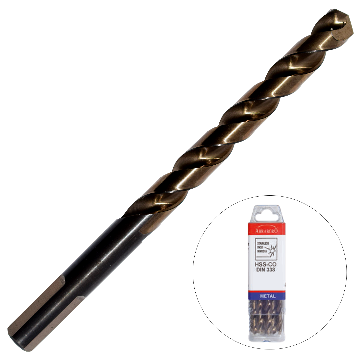Abraboro 10 x 133 / 87 mm HSS-Co multi fémfúró háromszög szárral, 10 db/csomag termék fő termékképe